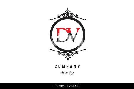 Design of alphabet letter logo combination DW D W with red black white color and decorative circle monogram suitable as a logo for a company or busine Stock Vector