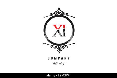 Design of alphabet letter logo combination XI X I with red black white color and decorative circle monogram suitable as a logo for a company or busine Stock Vector