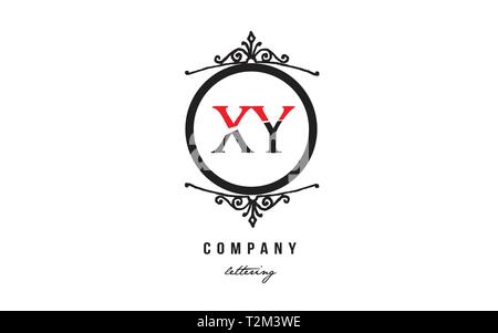 Design of alphabet letter logo combination XY X Y with red black white color and decorative circle monogram suitable as a logo for a company or busine Stock Vector