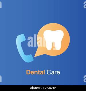 Dental care concept. Dental service information call center. Vector illustration. Stock Vector