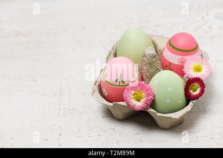 decorated easter eggs on a white background Stock Photo