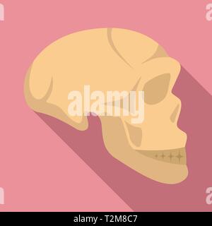 Stone age man skull icon. Flat illustration of stone age man skull vector icon for web design Stock Vector