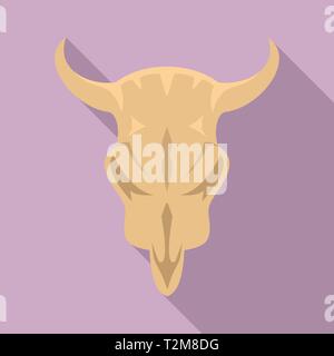Stone age cow skull icon. Flat illustration of stone age cow skull vector icon for web design Stock Vector