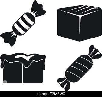 Candy toffee icons set, simple style Stock Vector