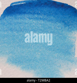 Blue gradient of watercolor paint on rough watercolor paper using as background Stock Photo