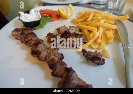 Greek grilled meat in Kastoria Stock Photo