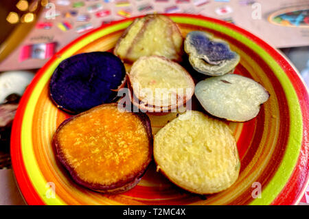 Different kinds of potatoes in Peru Stock Photo