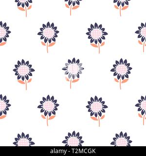 Simple meadow florals tender colors seamless vector pattern. Small buds floral fabric textile print background. Stock Vector