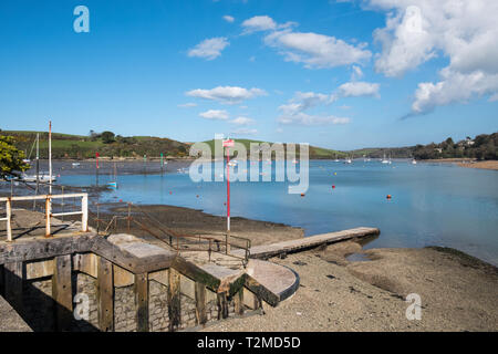 The East Portsmouth ferry landing stage in the Kingsbridge estuary in Salcombe in the South Hams Stock Photo