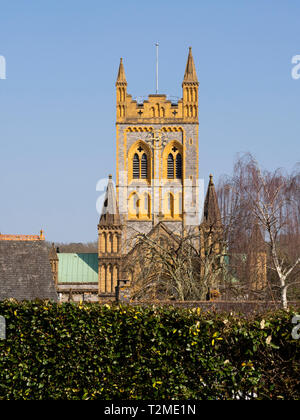 Bell tower of St Mary Church at Buckfast Abbey, Devon, UK Stock Photo