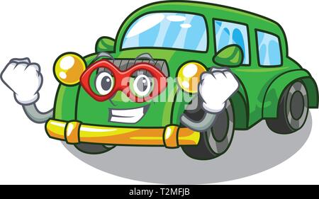 Super hero miniature classic car in shape characters vector illustration Stock Vector
