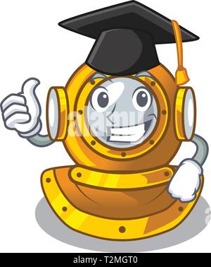 Graduation helmet diving isolated in the cartoon vector illustration Stock Vector