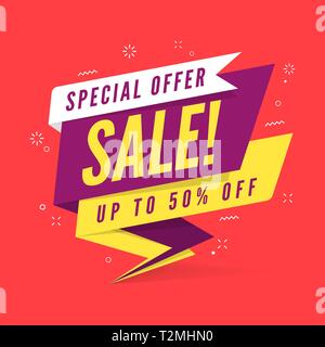 Special offer sale banner template in flat style. Stock Vector