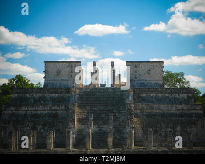 Exterior view to Templo de los Guerreros aka Temple of the Warriors at Chichen-Itza, Mexico Stock Photo