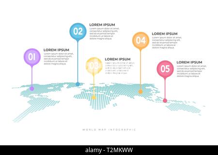 World map with pointer marks infographic. Stock Vector