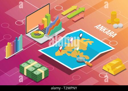ankara city isometric financial economy condition concept for describe cities growth expand - vector illustration Stock Vector