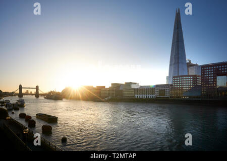 Tower Bridge, the River Thames, and The Shard, London, UK Stock Photo