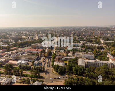 View of the city from the drone Stock Photo