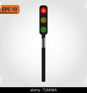 Icons depicting typical horizontal traffic signals with red light above green and yellow in between isolated vector illustration on white eps10 Stock Vector