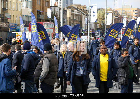 Tottenham Hots Spurs, North London, UK 3 April 2019 - Spurs fans arrive at their £400 million new stadium as Tottenham Hotspur play their first competitive game against Crystal Palace this evening.   Credit: Dinendra Haria/Alamy Live News Stock Photo