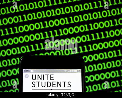 Ukraine. 3rd Apr, 2019. In this photo illustration a Unite Group (Unite Students) logo seen displayed on a smart phone. Credit: Igor Golovniov/SOPA Images/ZUMA Wire/Alamy Live News Stock Photo