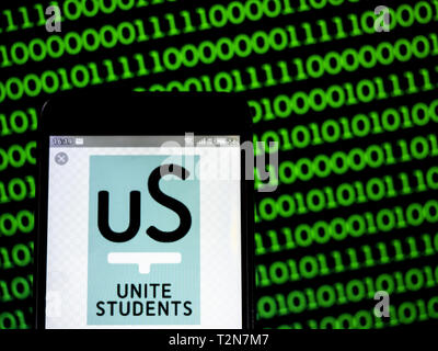 Ukraine. 3rd Apr, 2019. In this photo illustration a Unite Group (Unite Students) logo seen displayed on a smart phone. Credit: Igor Golovniov/SOPA Images/ZUMA Wire/Alamy Live News Stock Photo