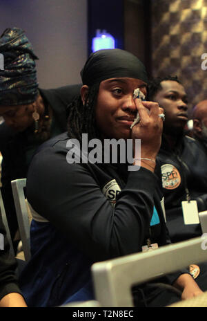 New York, New York, USA. 3rd Apr, 2019. Audience attends Day 1 of the 2019 National Action Network (NAN) Convention held at Sheraton Times Square Hotel on April 3, 2019 in New York City. Credit: Mpi43/Media Punch/Alamy Live News Stock Photo