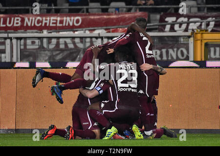 Turin, Italy. 03rd Apr, 2019. during the Serie A TIM football match between Torino FC and UC Sampdoria at Stadio Grande Torino on 3th April, 2019 in Turin, Italy. Credit: FABIO PETROSINO/Alamy Live News Stock Photo