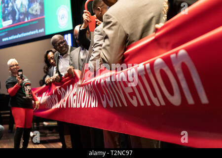 New York, United States. 03rd Apr, 2019. New York, NY - April 3, 2019: Ribbon cutting for opening of National Action Network 2019 convention at Sheraton Times Square. Credit: lev radin/Alamy Live News