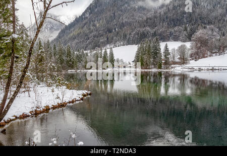 lake named Hintersee in Bavaria at winter time Stock Photo