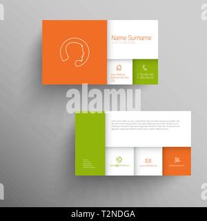 Modern simple business card template with flat mobile user interface Stock Vector