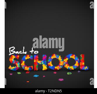Back to school vector illustration made from colorful letters on dark background Stock Vector