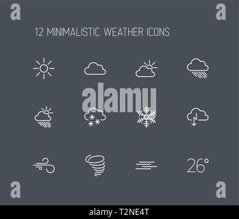 Weather Icon Set. Thin Line With Blue Fill Design. Vector Illustration ...