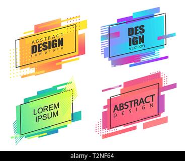 Set of geometric square abstract shapes. Template for badges, lablels, poster, banner.Colorful modern background for web, cover, app,flyer or presenta Stock Vector