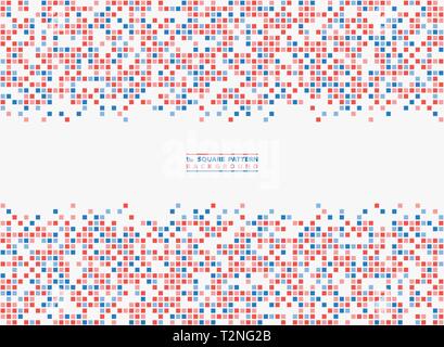 Abstract square pattern blue and red contrast pixel background. You can use for ad, poster, presentation, artwork, print. illustration vector eps10 Stock Vector