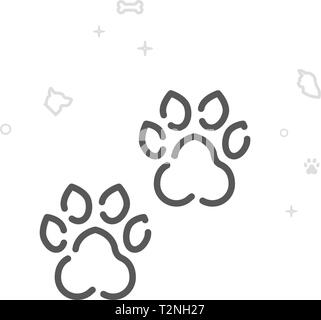 Animal Tracks, Footprint Vector Line Icon. Pet Supplies Symbol, Pictogram, Sign. Light Abstract Geometric Background. Editable Stroke. Stock Vector
