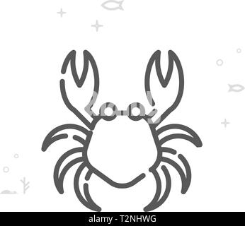 Crab Vector Line Icon. Marine Life, Sea Creatures Symbol, Pictogram, Sign. Light Abstract Geometric Background. Editable Stroke. Adjust Line Weight. Stock Vector