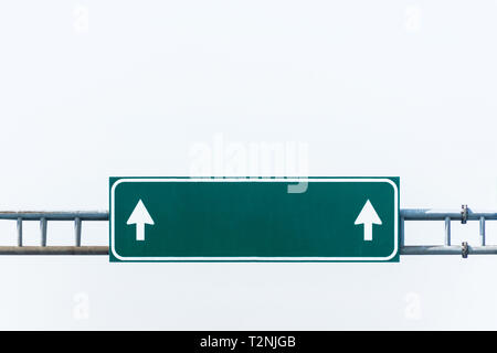 Green blank highway sign isolated on white. Stock Photo