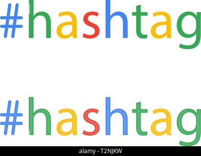 Hashtag word in flat style, social media, keyword, lattice button Stock Vector