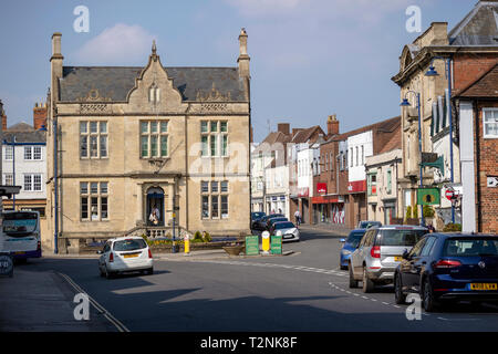 Devizes,  Wiltshire, England, UK. March 2019.  St Johns House and other antiques shops in the centre of this market town, Stock Photo