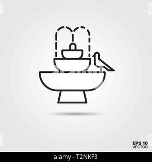 Fountain with bird line icon. EPS 10 vector symbol. Stock Vector
