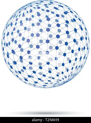 Abstract levitating transparent tesseract sphere vector illustration Stock Vector