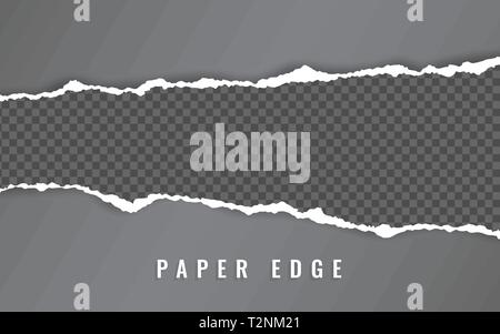 Torn paper edge. Torn paper stripes. Ripped squared horizontal paper strips. Vector illustration. Stock Vector