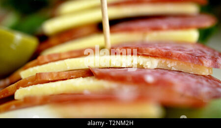 wll decorated party catering food,pepproni and cheese shallow dof Stock Photo