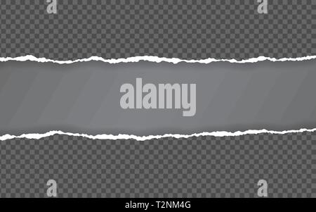 Torn paper edge. Torn paper stripes. Ripped squared horizontal paper strips. Vector illustration. Stock Vector