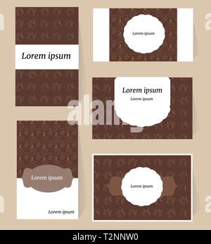 A set of elegant cards with a coffee and coffee pattern of coffee pots and cups. Vector illustration templates for blogs, cafes or bakery menu, chocol Stock Vector