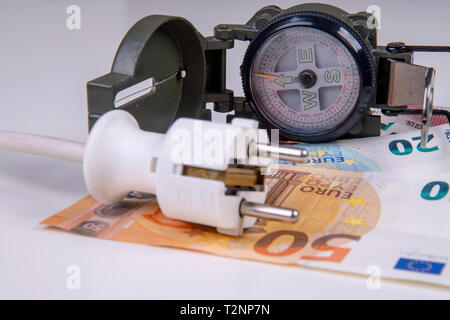 Orientation of the electricity provider in the face of rising electricity prices Stock Photo