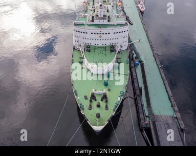 View of the ship from the drone Stock Photo