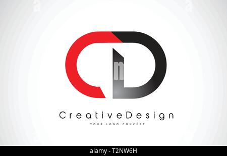 Red and Black CD C D Letter Logo Design in Black Colors. Creative Modern Letters Vector Icon Logo Illustration. Stock Vector