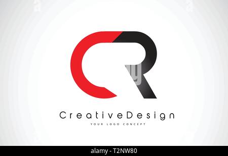 CR C R Logo Letters with Red and Black Colors and Swoosh. Creative ...